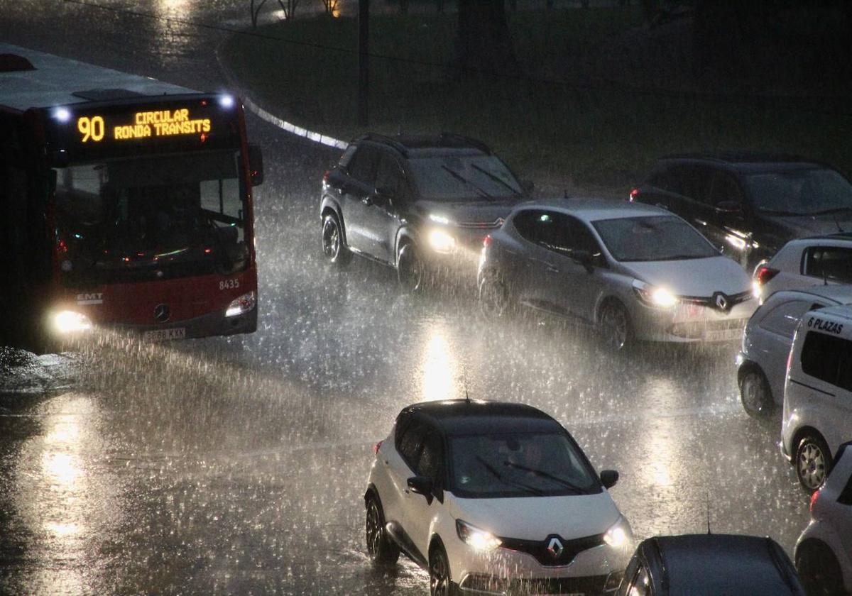 Lluvia torrencial en Valencia.