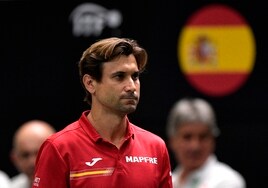 David Ferrer durante la Copa Davis en Valencia