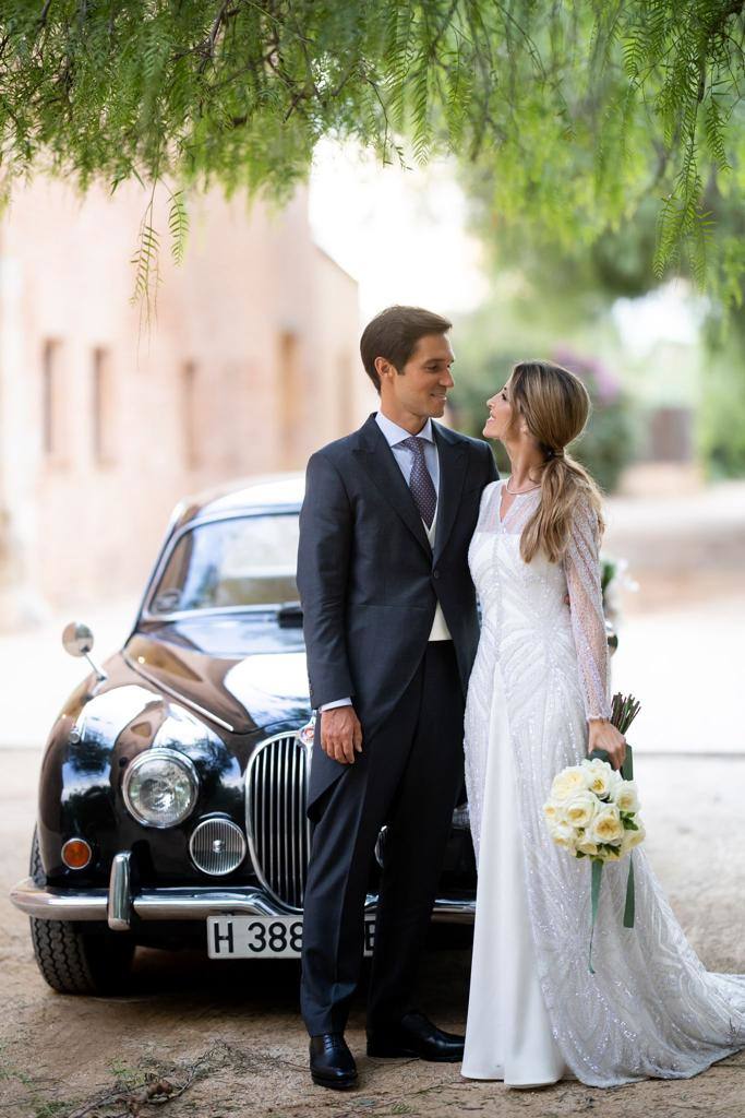 Los novios, a su llegada a la Cartuja tras el enlace religioso.