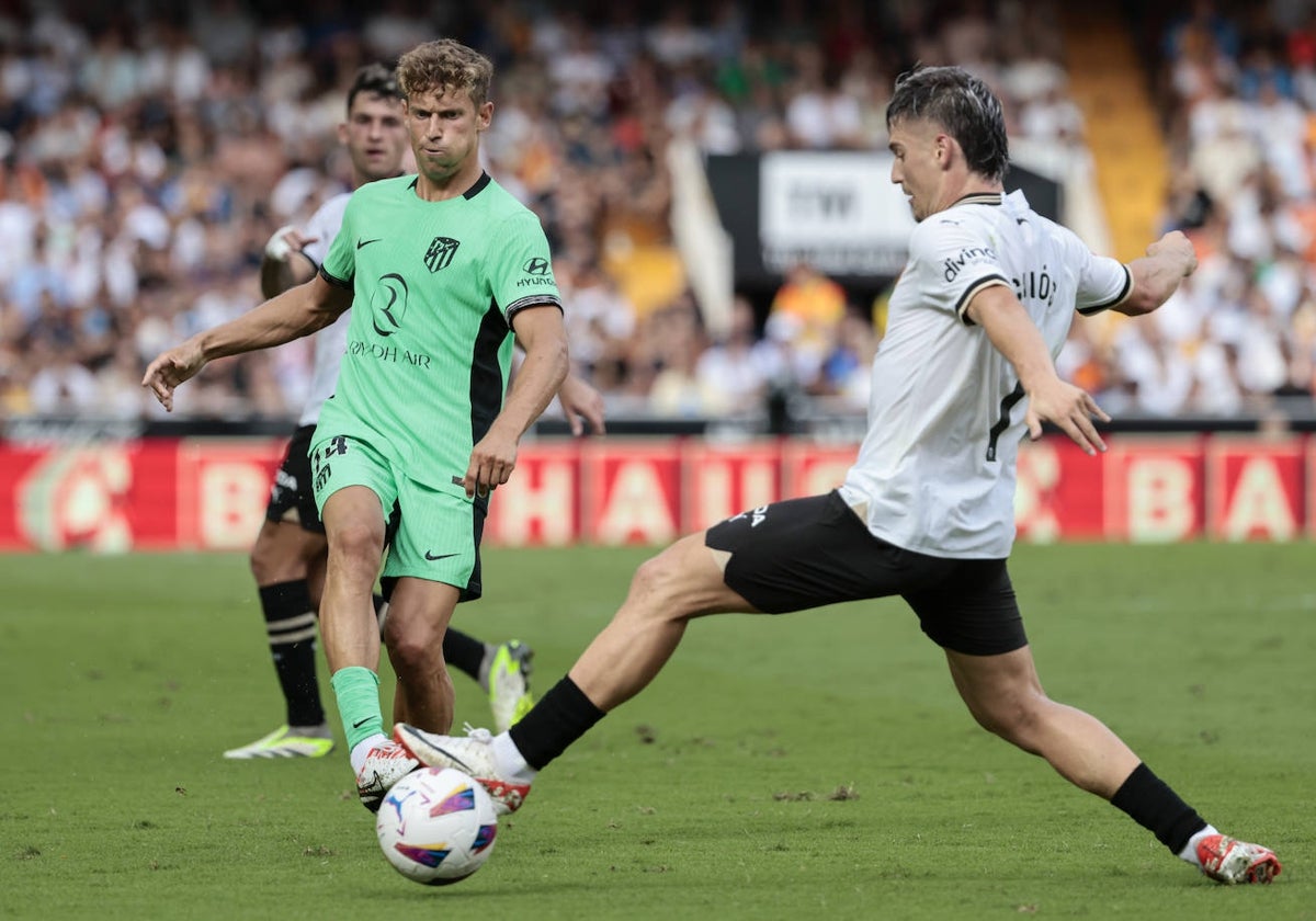 Sergi Canços, druante el partido contra el Atlético.