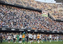 Vista de una grada del estadio de Mestalla.