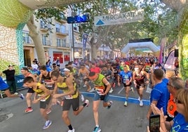 Salida de la carrera solidaria este domingo en Xàtiva.