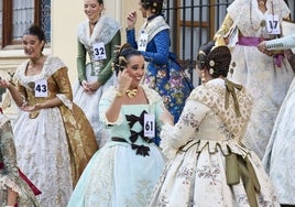 Posado de las candidatas a fallera mayor de Valencia de 2024, en el Palacio de la Exposición.