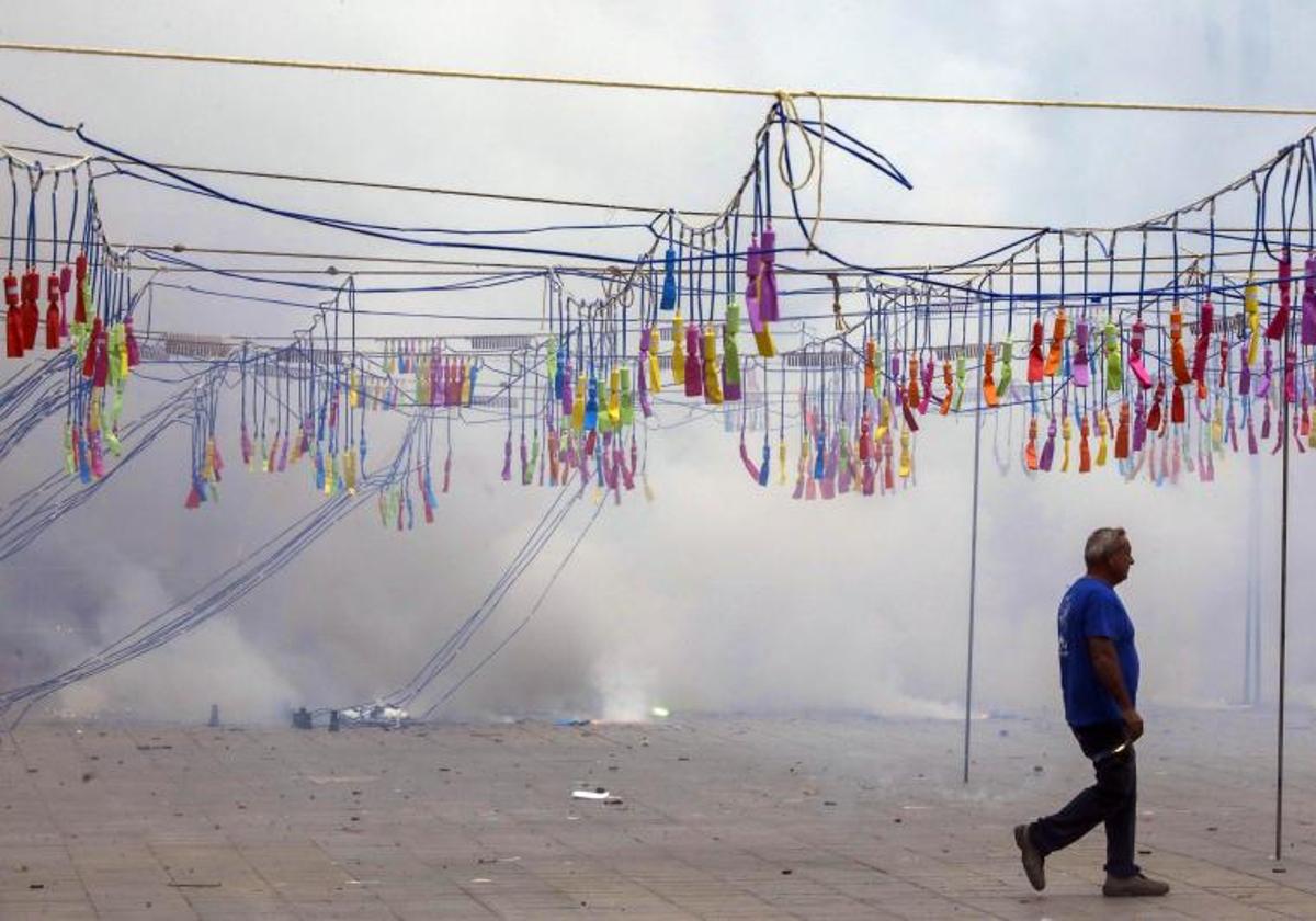 Mascletà del 9 d'Octubre, en una imagen de archivo.