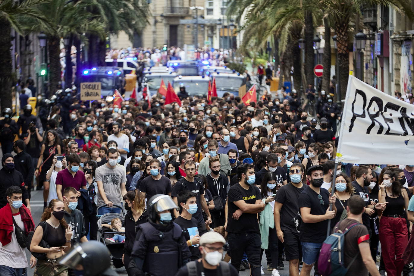 Recorrido, calles cortadas y horario de las manifestaciones en Valencia durante el 9 d'Octubre