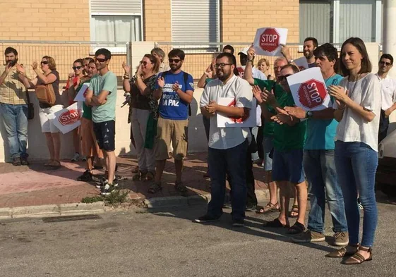 Morant, durante la protesta por el desalojo.