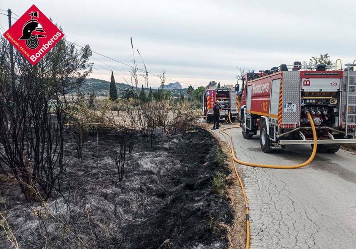 Bomberos durante las tareas de extinción.