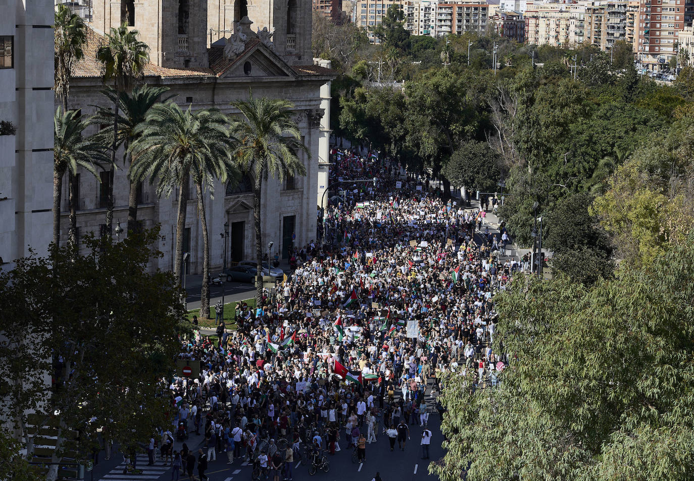 Miles de personas se manifestan en Valencia a favor de Palestina