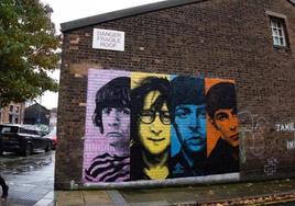 Un mural de los Beatles en Liverpool.