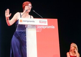La diputada de Compromís, Àgueda Micó, junto a Yolanda Díaz, en la pasada campaña electoral.