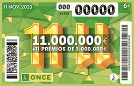 Cupón del sorteo del 11/11 de la ONCE.