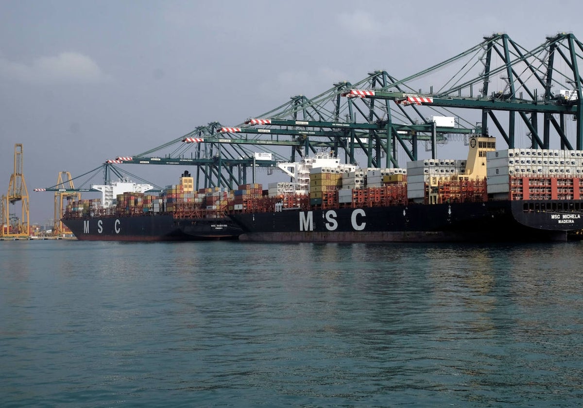 Un portacontenedores de MSC en el puerto de Valencia.