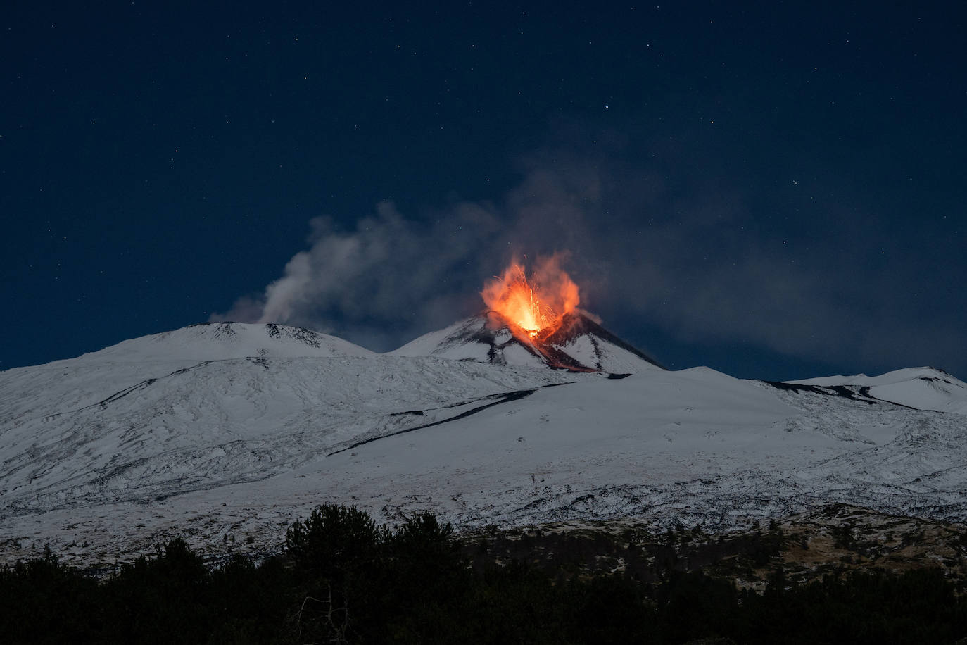 La llamativa erupción del volcán Etna