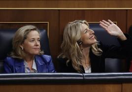 Calviño y Díaz, en el Congreso.