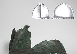 Restos de un casco romano encontrado en la calle Quart.