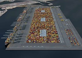 Recreación de cómo será la nueva terminal de contenedores.