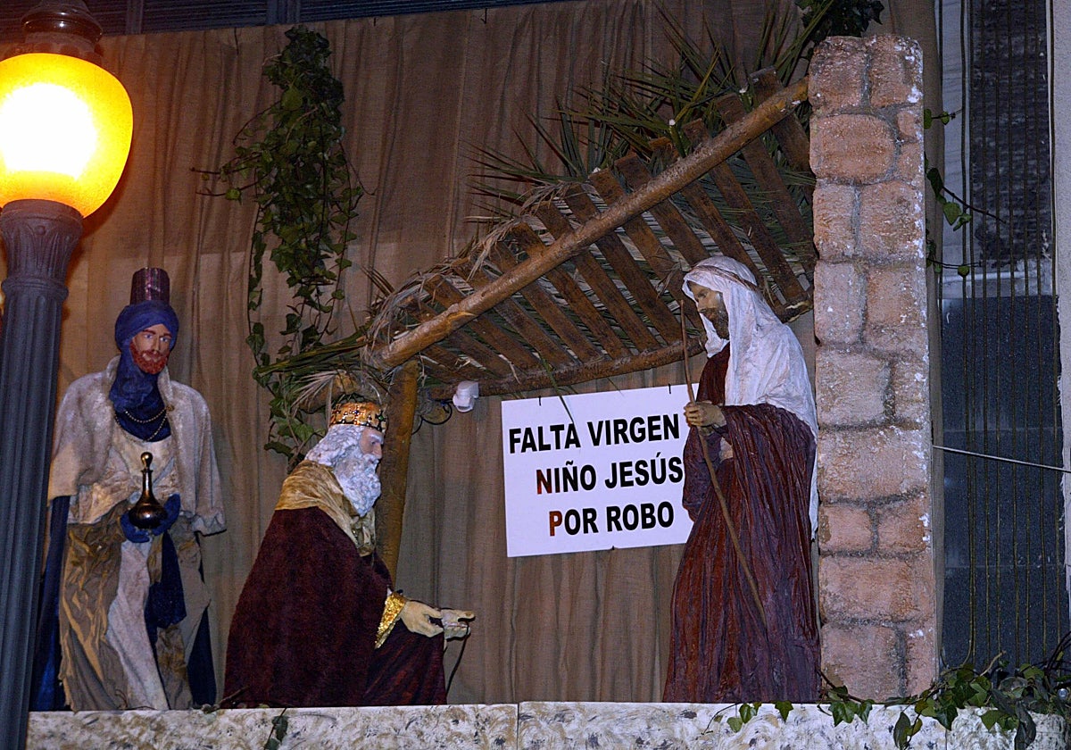 Un belén objeto de un robo de la Virgen y el niño Jesús, en una imagen de archivo.