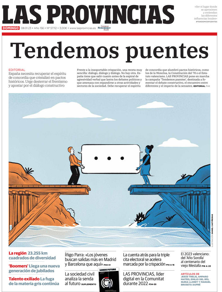 Portada de LAS PROVINCIAS publicada el 8 de enero de 2023