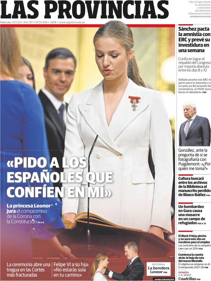 Portada de LAS PROVINCIAS publicada el 1 de noviembre de 2023