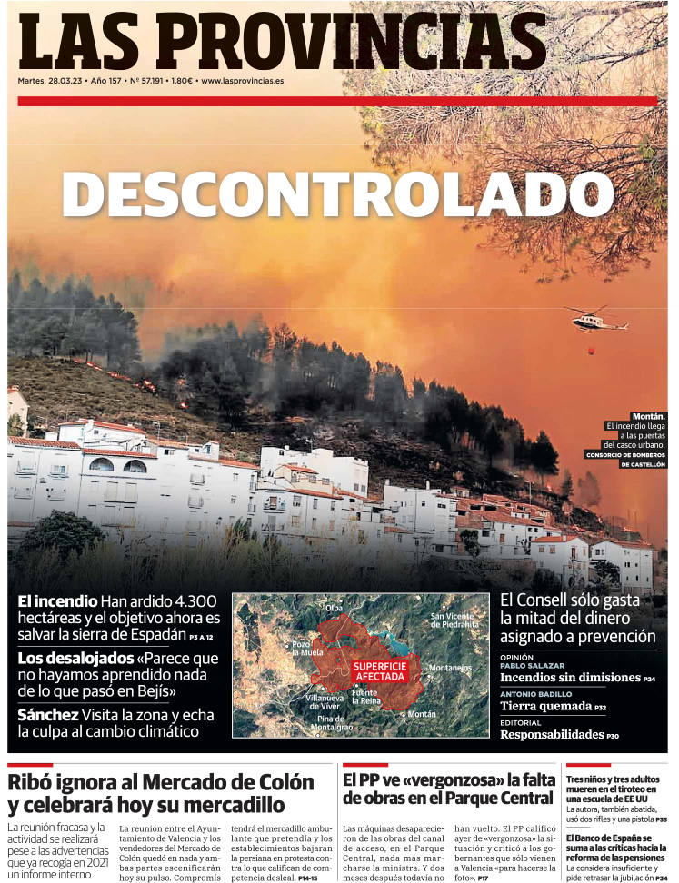 Portada de LAS PROVINCIAS publicada el 28 de marzo de 2023