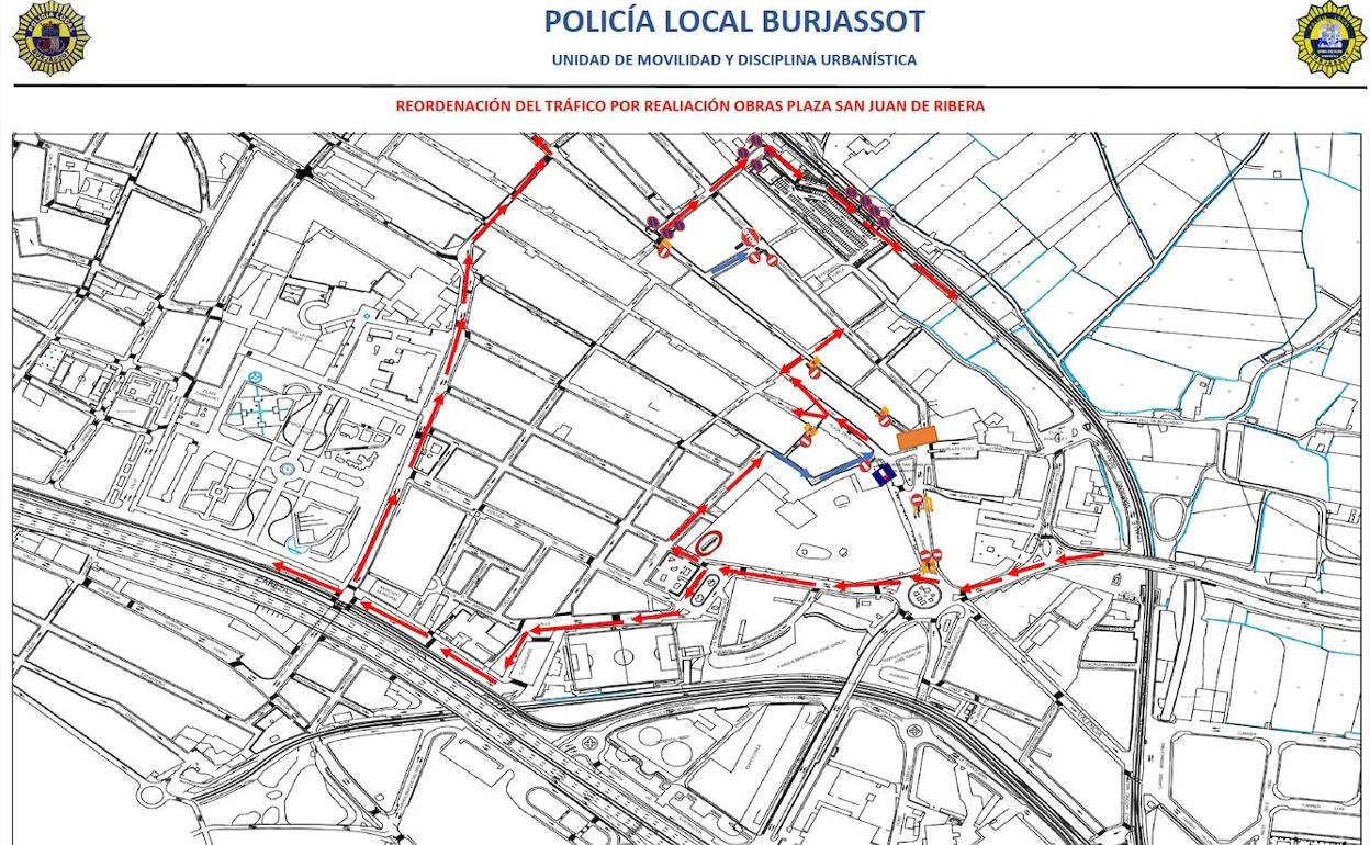 El plano del corte de calles. 