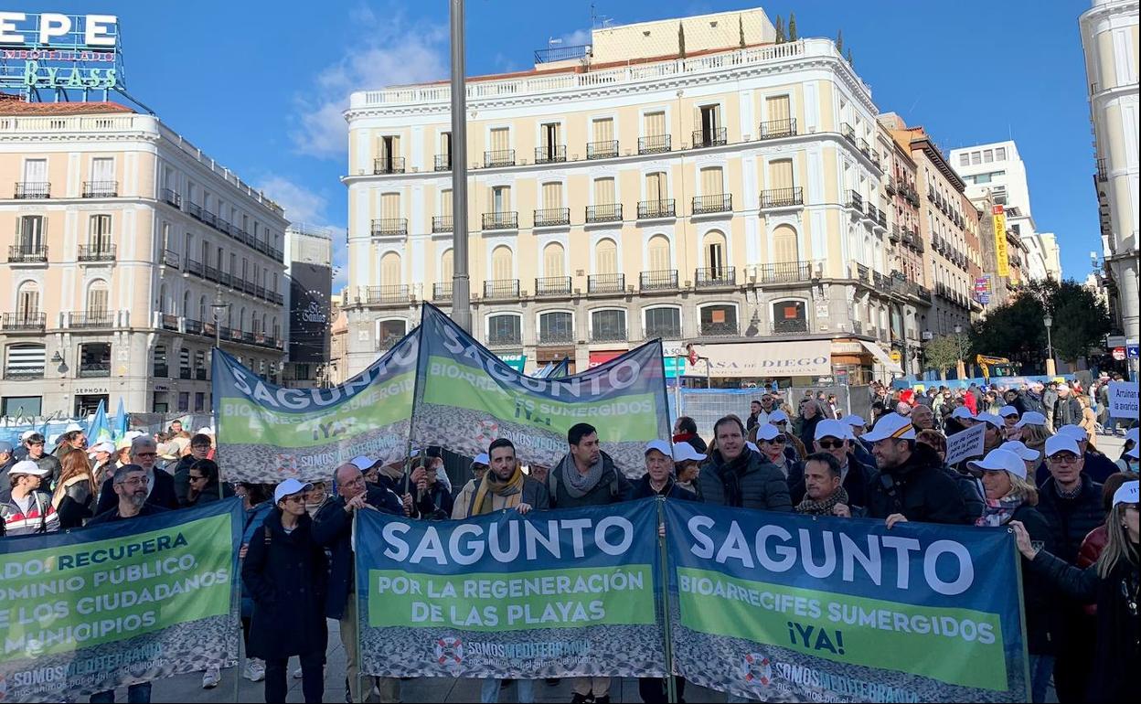 Manifestantes de la Comunitat ayer en Madrid. 