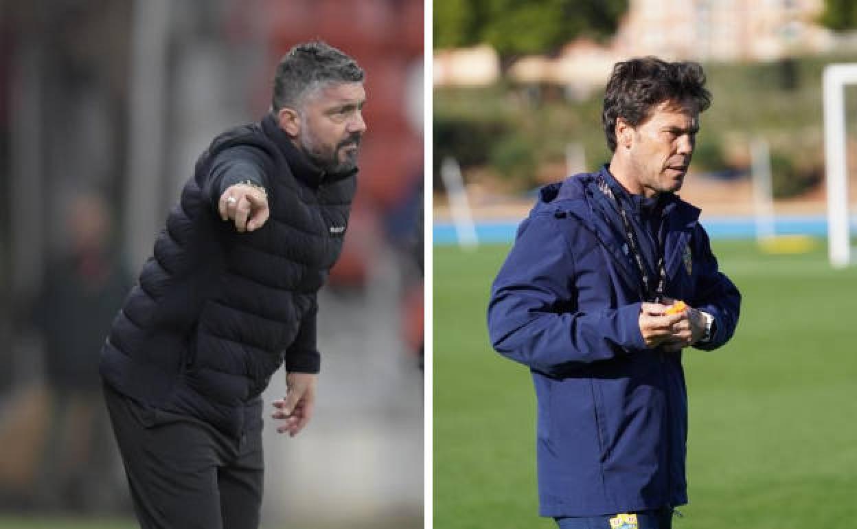 Gattuso, técnico del Valencia y Rubi, entrenador del Almería.