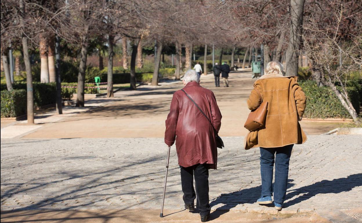 Dos ancianas paseando por el parque