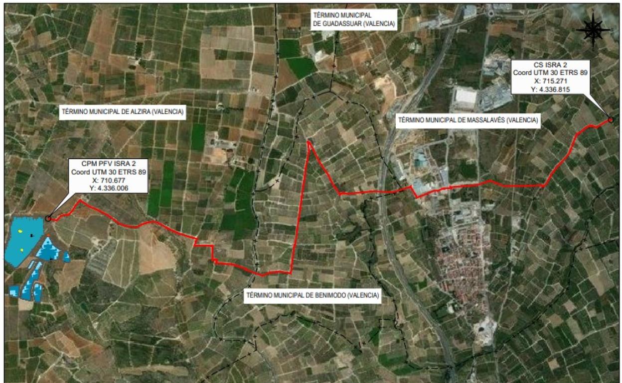 Mapa del nuevo proyecto solar en la Ribera. 