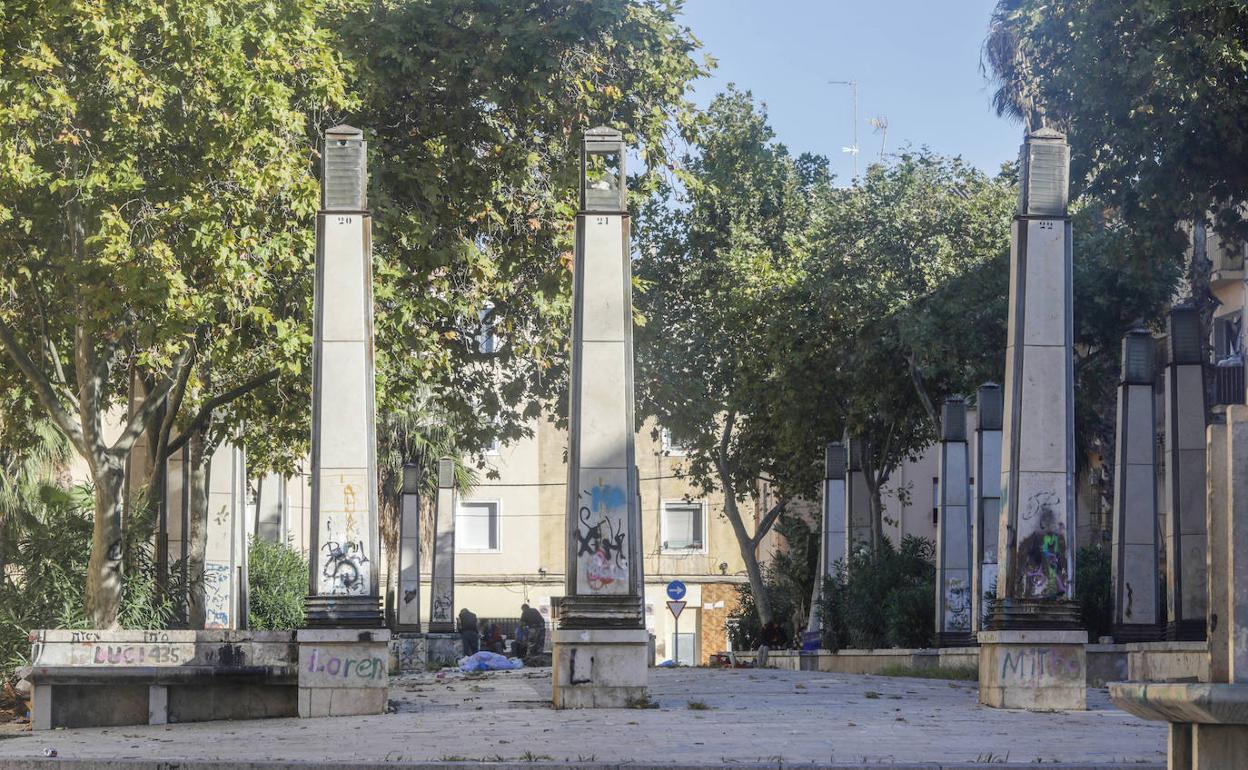 Plaza 7 de Octubre, en las Casitas Rosa, en una imagen reciente.