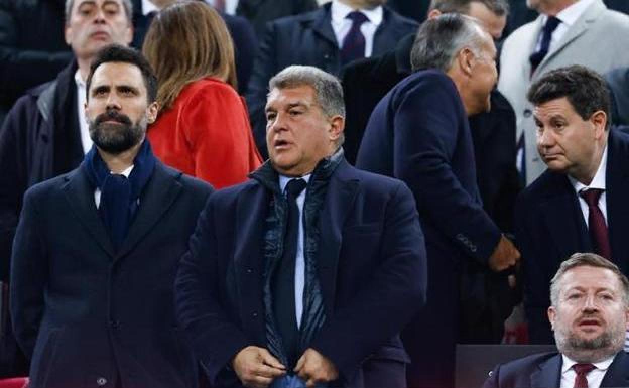 Joan Laporta, presidente del FC Barcelona, ayer durante el partido.