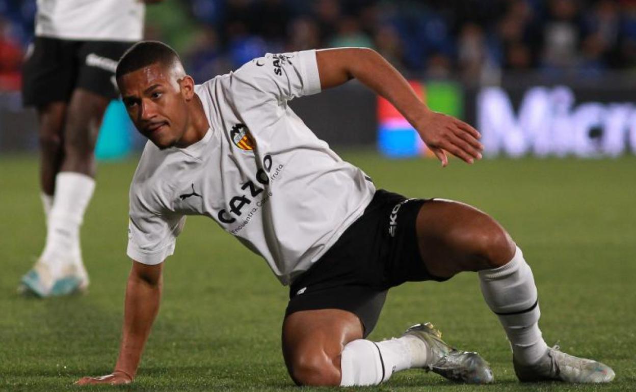 Samuel Lino durante el encuentro ante el Getafe. 