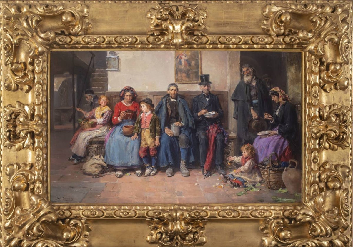 'La sopa en el convento de Asís', de José Benlliure, ha sido restaurada tras ser adquirida en una subasta.