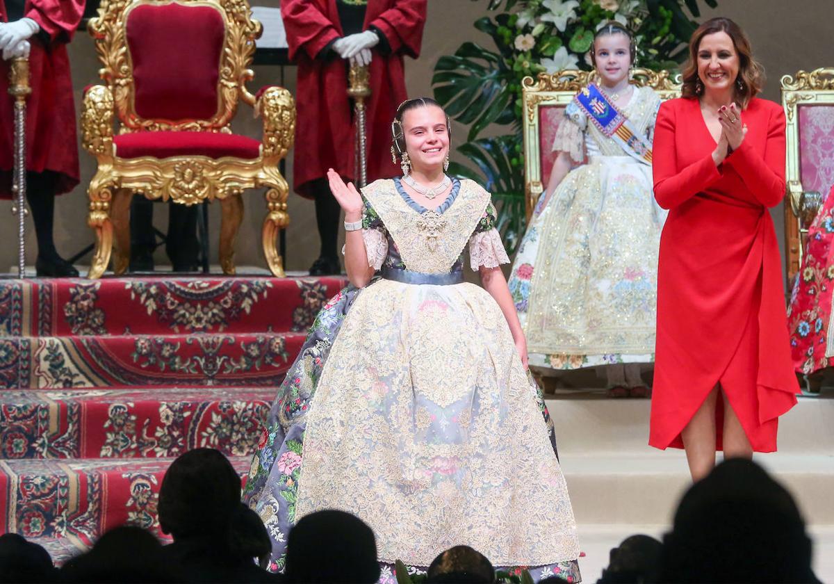 Marina García, durante la exaltación como fallera mayor infantil de Valencia