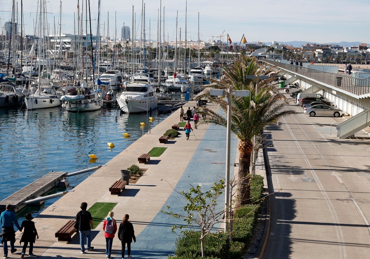 Los amarres en La Marina de Valencia.