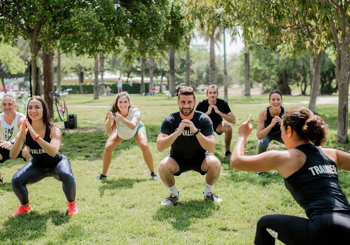 Una de las sesiones de entrenamiento al aire libre.