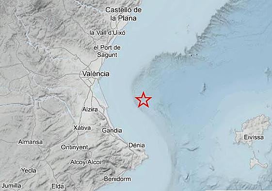 Localización del epicentro del seísmo.