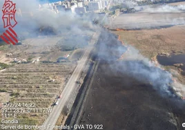 Foto aérea del incendio de Xeresa.