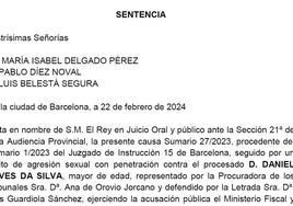 La sentencia de Dani Alves, en PDF: pena de prisión, atenuantes e indemnización