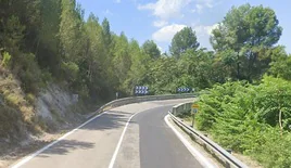 Carretera CV-655 que une los términos municipales de Ontinyent y Fontanars dels Alforins.