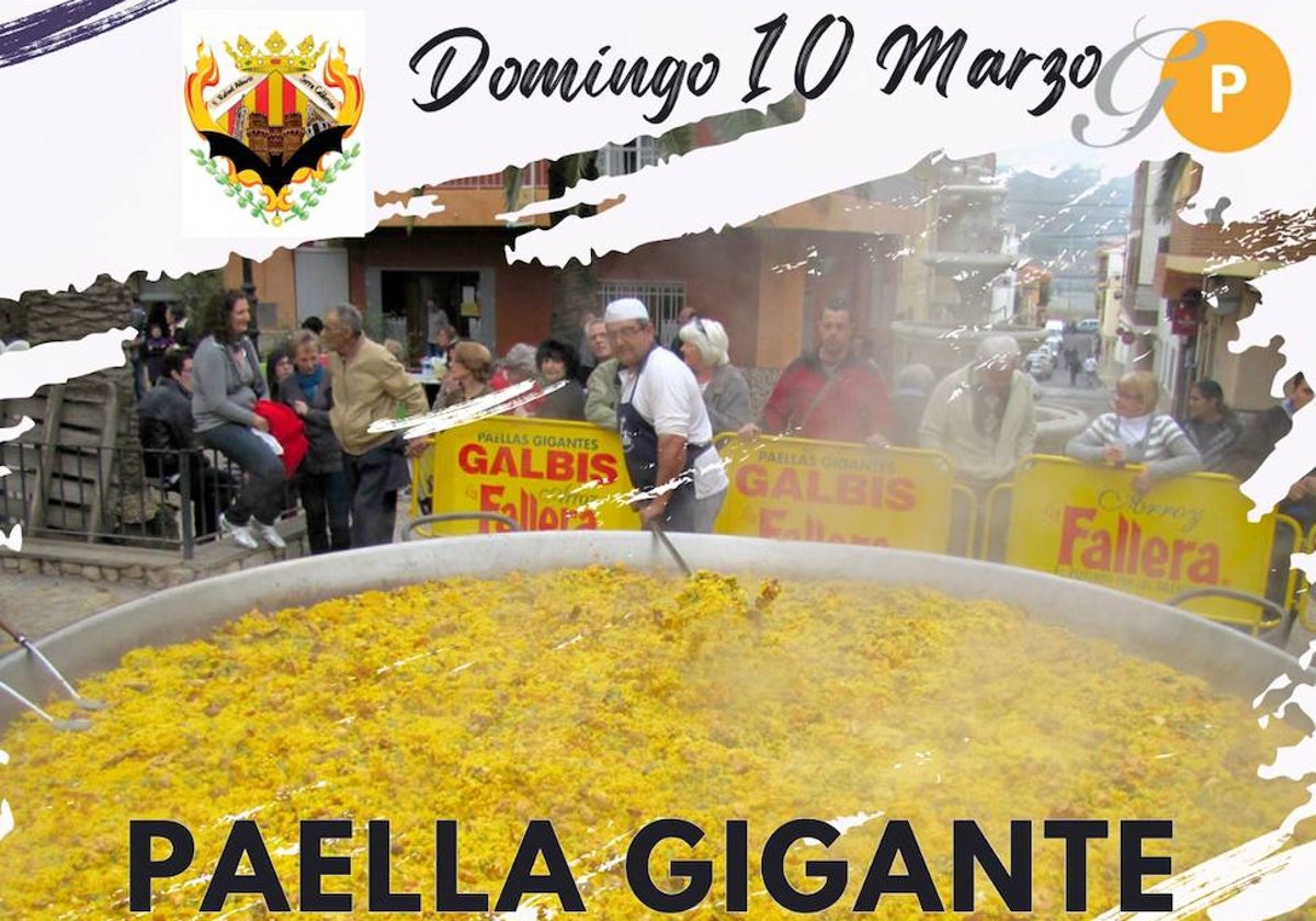 Cartel anunciador de la paella gigante.