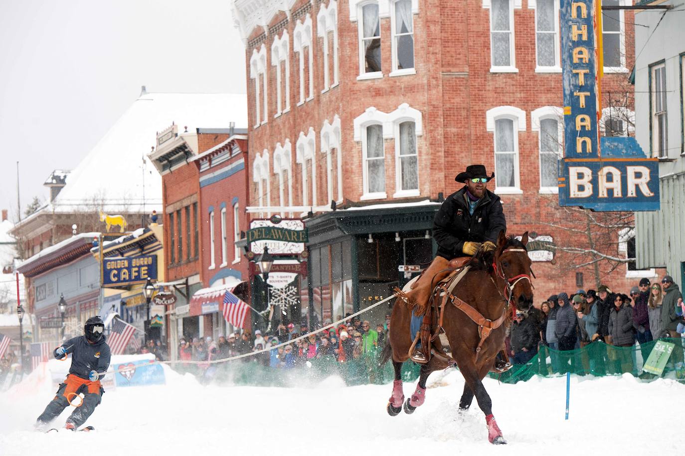 &#039;Skijoring&#039;, el esquí ecuestre toma las calles de Leadville