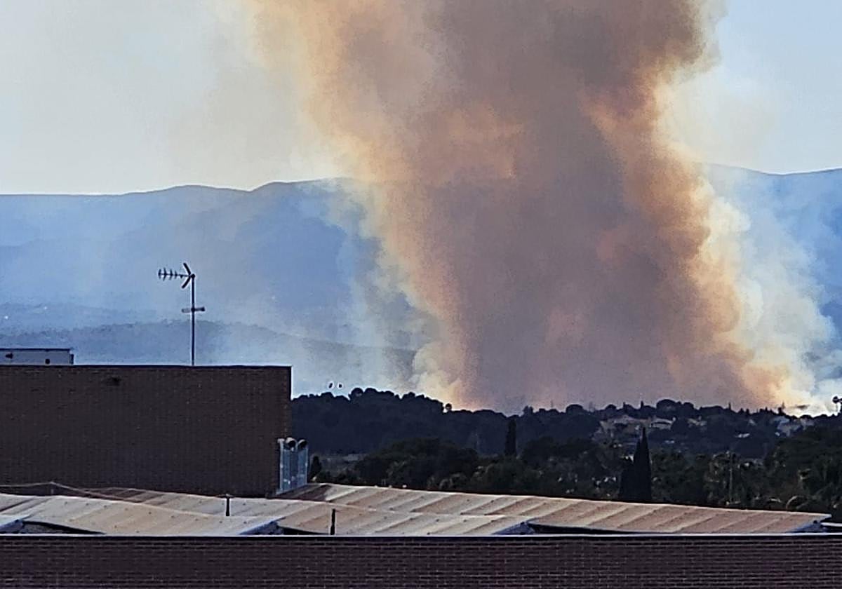 Columna de humo del incendio forestal.