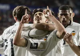 André Almeida celebra el gol que marcó al Osasuna.