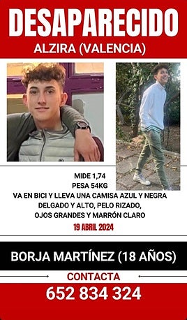 Imagen del joven desaparecido.