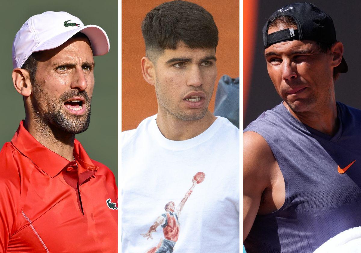 Djokovic, Alcaraz y Nadal.