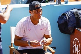 Nadal entrenando en la Caja Mágica.