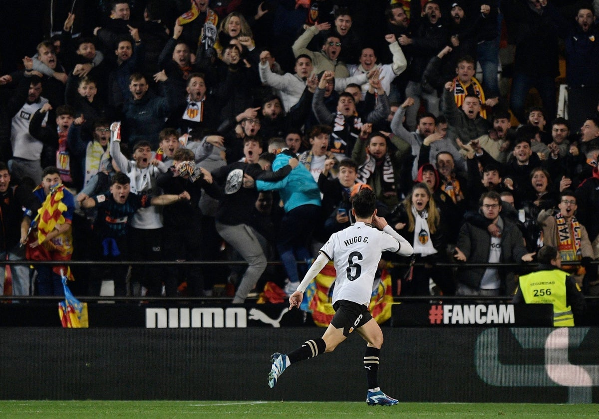 Guillamón, autor del tanto valencianista contra el Barcelona en el partido de la primera vuelta.