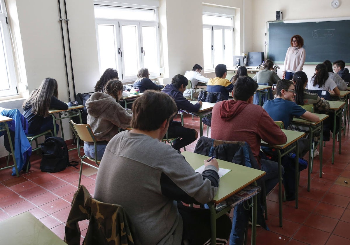 Alumnos de un IES durante una prueba diagnóstica realizada en 2018.