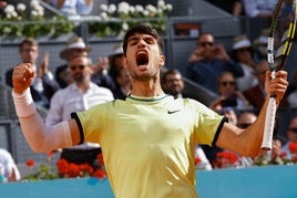 Alcaraz, en su partido ante el alemán Struff.